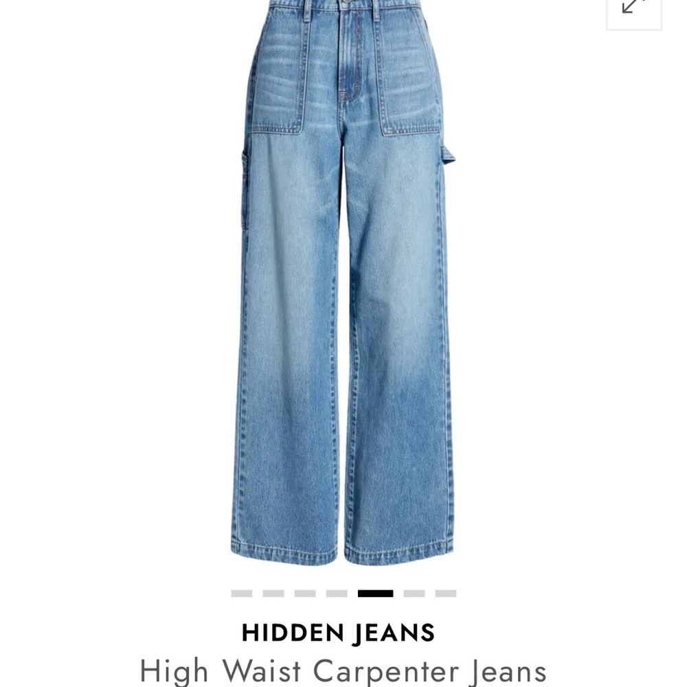 High Waist Carpenter Wide-Leg Jeans - Light Blue